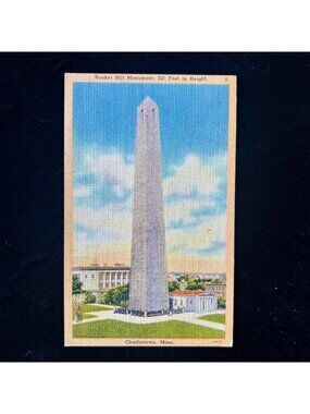 Vintage Postcard 1940s Sanatorium Bunker Hill Monument Boston MA Deer Isle ME